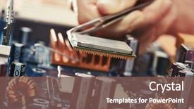  Presentation with motherboard - Beautiful theme featuring processor - engineer plug in cpu microprocessor backdrop and a violet colored foreground