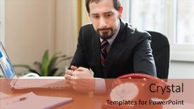  Presentation with procrastinate - PPT layouts consisting of procrastinate - anxious businessman waiting background and a red colored foreground