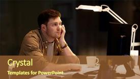  Presentation with tired - Audience pleasing theme consisting of procrastination - business overwork deadline and people backdrop and a tawny brown colored foreground