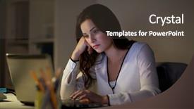  Presentation with procrastination - PPT theme featuring procrastination - business people deadline and technology background and a dark gray colored foreground