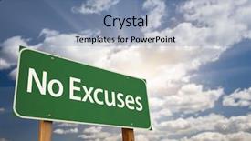  Presentation with sky sun - Amazing PPT theme having procrastination - no excuses green road sign backdrop and a light blue colored foreground
