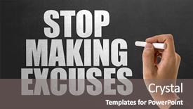 Presentation with stop - Cool new slide set with procrastination - stop making excuses backdrop and a gray colored foreground