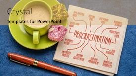  Presentation with procrastination - Slide set consisting of procrastination-infographics-or-mind-map background and a yellow colored foreground