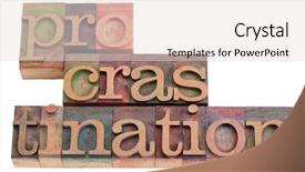  Presentation with procrastination - Beautiful presentation theme featuring procrastination word abstract in vintage backdrop and a sky blue colored foreground
