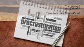  Presentation with personal development - Cool new slide deck with procrastination-word-cloud backdrop and a light gray colored foreground