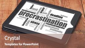  Presentation with procrastination - Colorful slide set enhanced with procrastination word cloud backdrop and a violet colored foreground