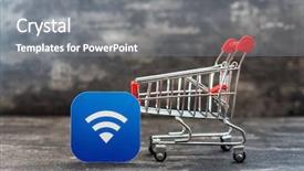  Presentation with wireless network - Colorful slides enhanced with shopping cart with wireless network backdrop and a gray colored foreground