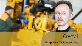  Presentation with manufacturing industry - Amazing PPT layouts having prodcut conveying project - industrial engineer manager with technical backdrop and a  colored foreground