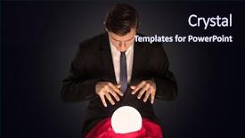  Presentation with magic ball - Slides having prodigy - handsome businessman with magic ball background and a wine colored foreground