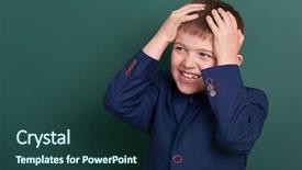  Presentation with green classic war - Slide set featuring prodigy - very emotional school boy portrait background and a  colored foreground