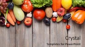 Presentation with fresh fruits vegetables - Amazing theme having produce - fresh organic fruits and vegetables backdrop and a light gray colored foreground