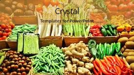  Presentation with market - Slide set consisting of produce - vegetables at a market background and a gold colored foreground