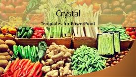  Presentation with market - Presentation theme having produce - vegetables at a market background and a yellow colored foreground