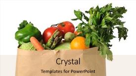  Presentation with grocery bag - Beautiful theme featuring produce in paper grocery bag backdrop and a coral colored foreground