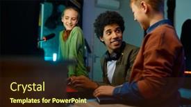  Presentation with band - PPT layouts featuring producer-mixing-track-with-children background and a wine colored foreground