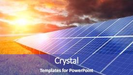  Presentation with solar panel - Theme having produces green environmentaly friendly energy background and a ocean colored foreground