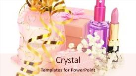  Presentation with cosmetics beauty cosmetic white - Slide deck featuring product box - beauty set gift isolated background and a lemonade colored foreground