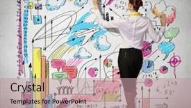  Presentation with ideas - Amazing presentation design having businesswoman standing with back drawing backdrop and a coral colored foreground