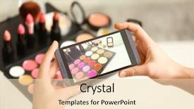  Presentation with photo display - Audience pleasing slide set consisting of take picture - photo of makeup kit backdrop and a mint green colored foreground