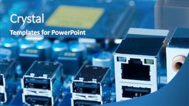  Presentation with product development - PPT layouts consisting of product development - detail of a computer mainboard background and a teal colored foreground