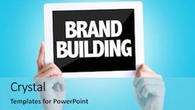  Presentation with culture is your brand - Slide set featuring product development - tablet pc with text brand background and a arctic colored foreground