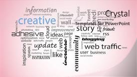  Presentation with telemedicine word cloud concept - Colorful presentation design enhanced with product development - word cloud creative concept backdrop and a lemonade colored foreground