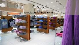  Presentation with clothes shop - Audience pleasing PPT theme consisting of product display - clothes on shelves in shop backdrop and a mint green colored foreground