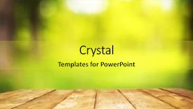  Presentation with green - PPT theme having product display - empty wooden table on green background and a yellow colored foreground