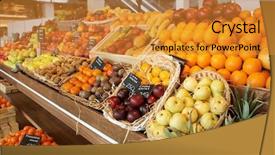  Presentation with farm - Cool new presentation design with product display - shelf with fruits backdrop and a gold colored foreground