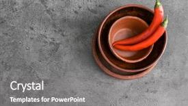  Presentation with acai bowls - PPT theme consisting of product implementation - stack of bowls and chili background and a  colored foreground