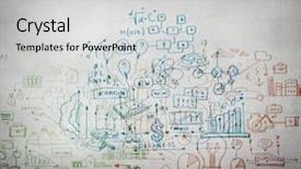  Presentation with product - Presentation theme featuring product inovation - colorful business ideas sketch drawn background and a light gray colored foreground