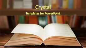  Presentation with open book - Audience pleasing presentation theme consisting of product knowledge - open book on bookshelves background backdrop and a tawny brown colored foreground