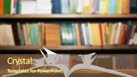  Presentation with knowledge - Presentation theme with product knowledge - open book with paper cranes background and a tawny brown colored foreground