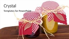  Presentation with dark vintage wood table texture - PPT theme having product label - homemade chutney gifts on wooden background and a white colored foreground