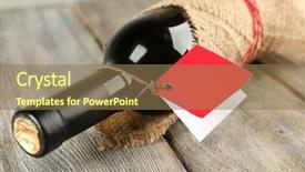  Presentation with bottle - PPT theme consisting of product label - wine bottle wrapped in burlap background and a coral colored foreground