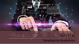  Presentation with formal - Audience pleasing slides consisting of product management - businessman in formal attire typing backdrop and a tawny brown colored foreground