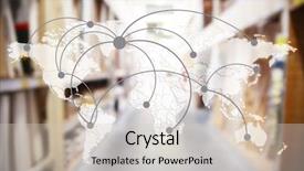  Presentation with world map - Audience pleasing slide deck consisting of product marketing strategy goods - world map with logistic network backdrop and a soft green colored foreground