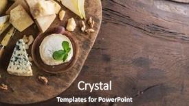  Presentation with cheese - Audience pleasing slide set consisting of product range - cheese platter with organic cheeses backdrop and a tawny brown colored foreground