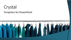  Presentation with fashion - Amazing slide deck having product range - fashion blue female clothes rack backdrop and a white colored foreground