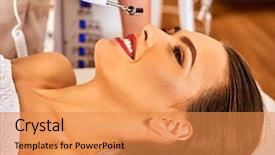  Presentation with aging skin - Theme enhanced with product review - facial massage at beauty salon background and a gold colored foreground