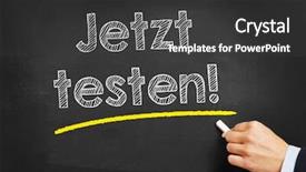  Presentation with review - Cool new PPT layouts with product review - hand with chalk writing backdrop and a dark gray colored foreground