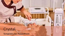  Presentation with beauty salon - Beautiful PPT layouts featuring product review - man facial massage beauty salon backdrop and a coral colored foreground