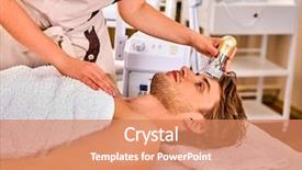  Presentation with face massage spa skin - PPT theme featuring product review - skin resurfacing facial procedure background and a coral colored foreground