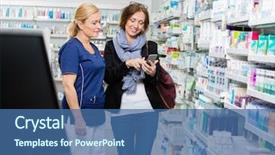  Presentation with smart - Colorful slide set enhanced with product review - smiling female customer showing smart backdrop and a ocean colored foreground