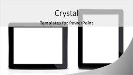  Presentation with children on computers - PPT theme with product review - tablet computers isolated on white background and a white colored foreground