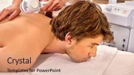  Presentation with body care spa body massage - Audience pleasing presentation theme consisting of product review - ultrasonic body treatment on ultrasound backdrop and a coral colored foreground