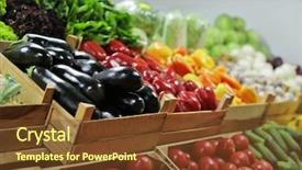  Presentation with market - Amazing PPT theme having product showcase - assortment of fresh vegetables backdrop and a tawny brown colored foreground
