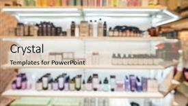  Presentation with cosmetics - Cool new PPT theme with product showcase - blurred view of different cosmetics backdrop and a soft green colored foreground