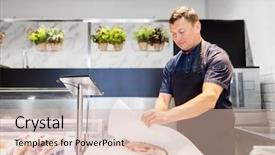  Presentation with fish people - Cool new theme with product showcase - food sale small business backdrop and a lemonade colored foreground