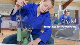  Presentation with product - PPT layouts having product specification - factory background and a ocean colored foreground